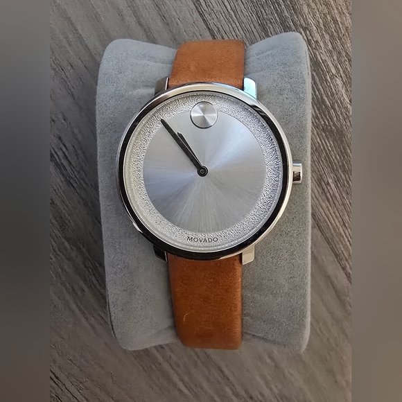 Movado Silver and Brown Women's Watch - Picture 2 of 8